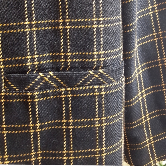 Vintage☆Paris Star☆ Brown Blazer Jacket⭐ Checkered | Buttons | Pockets - Picture 7 of 11